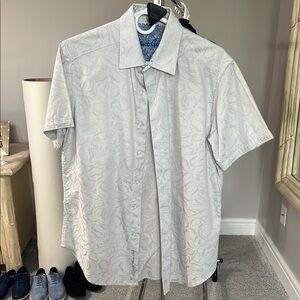 Men's White Patterned Shirt by Robert graham